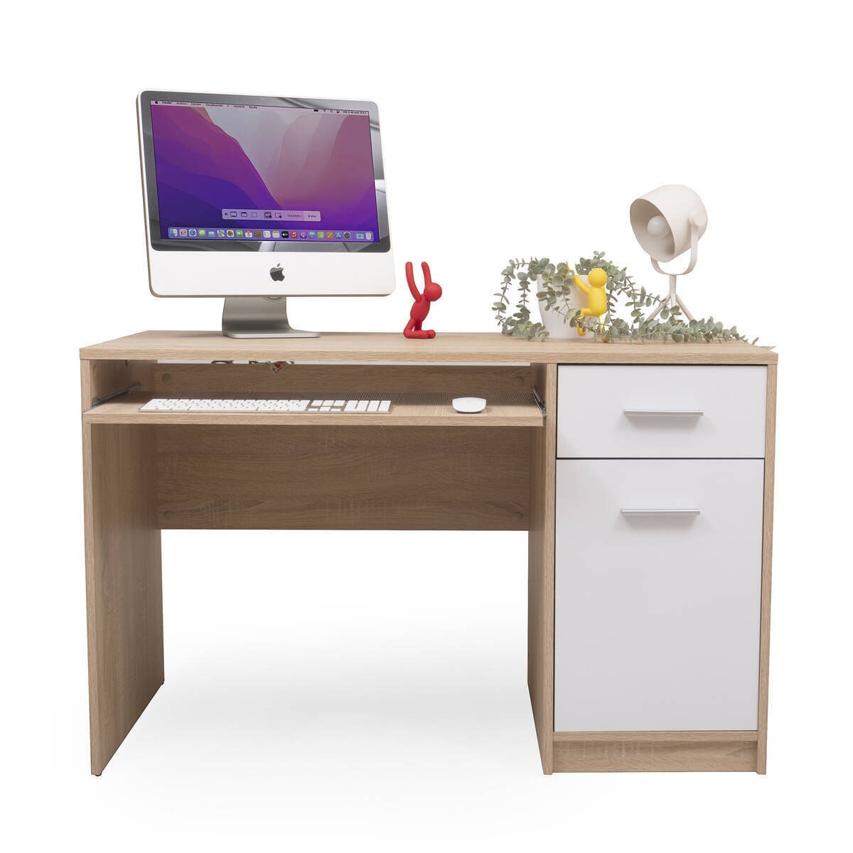 Mesa escritorio juvenil KENTO tablero de partículas melaminizado color  cambrián y blanco 100x59x76 cm - Kiona Decoración