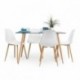 Conjunto de comedor CAIRO WHITE mesa de cristal de 120x79,5 cm y 4 sillas blancas