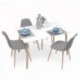 Conjunto de comedor CAIRO TOWER WHITE mesa tower 120x80 cm y 4 sillas blancas