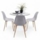 Conjunto de comedor TOWER CAIRO NORDIC mesa redonda de cristal de 100 cm y 4 sillas CAIRO NORDIC