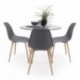 Conjunto de comedor TOWER CAIRO NORDIC mesa redonda de cristal de 100 cm y 4 sillas CAIRO NORDIC