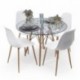 Conjunto de comedor TOWER CAIRO NORDIC mesa redonda de cristal de 100 cm y 4 sillas CAIRO NORDIC