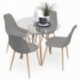 Conjunto de comedor TOWER CAIRO NORDIC mesa redonda de cristal de 100 cm y 4 sillas CAIRO NORDIC