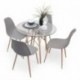 Conjunto de comedor TOWER CAIRO NORDIC mesa redonda de cristal de 100 cm y 4 sillas CAIRO NORDIC