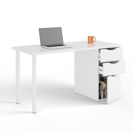 Mesa de despacho reversible de 138 cm TALIA en color blanco artic