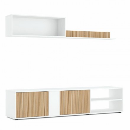 Mueble de salón reversible COSEY de 180 cm en color blanco artik y natur